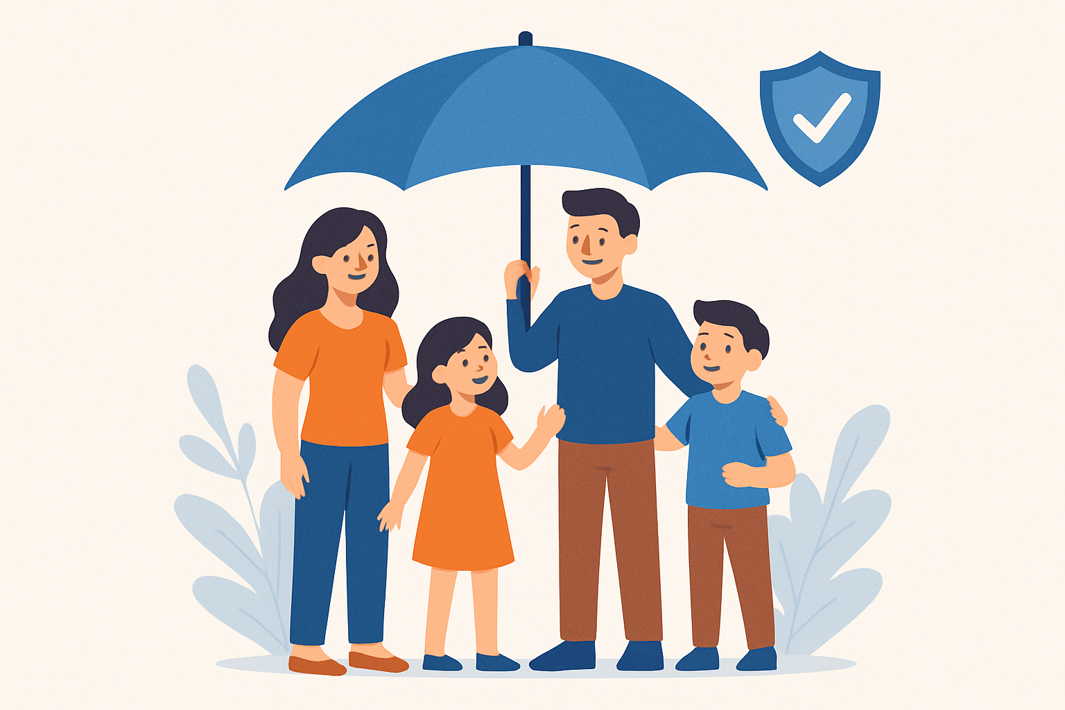 Happy family protected by insurance
